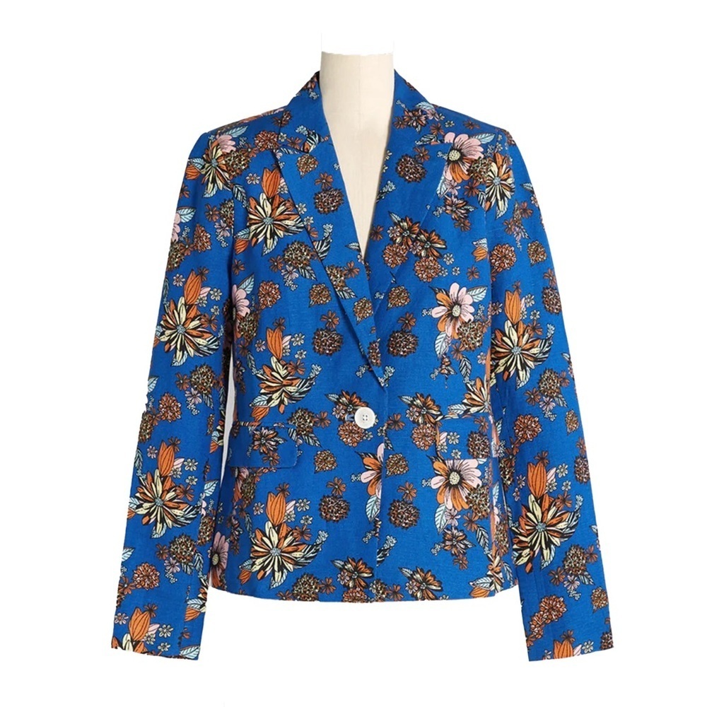 ModCloth - The Bloom Where it Happens Blazer - Harlow Floral Sapphire